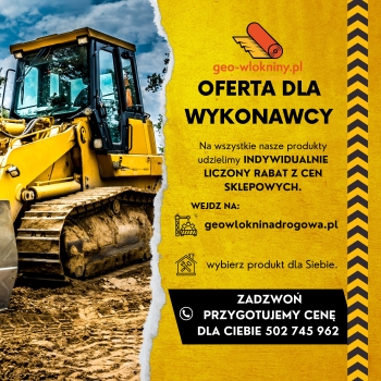Geowłóknina HOMOLOGOWANA PP Polipropylenowa 9kN/m2. Szerokość 5,25 m x 55mb.